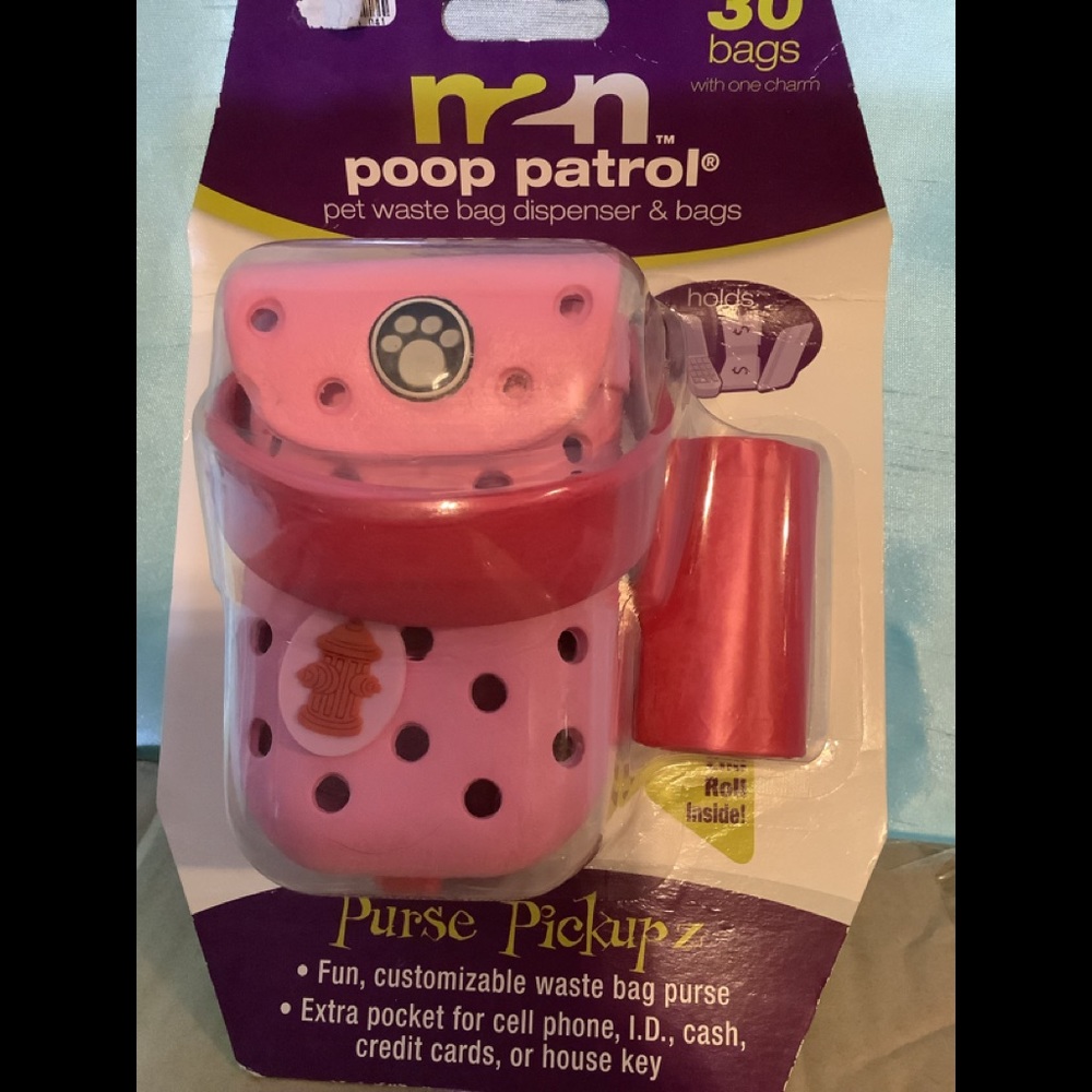 Purse pickup - poop patrol pet waste bag dispenser & bags. Customizable, fun NWT